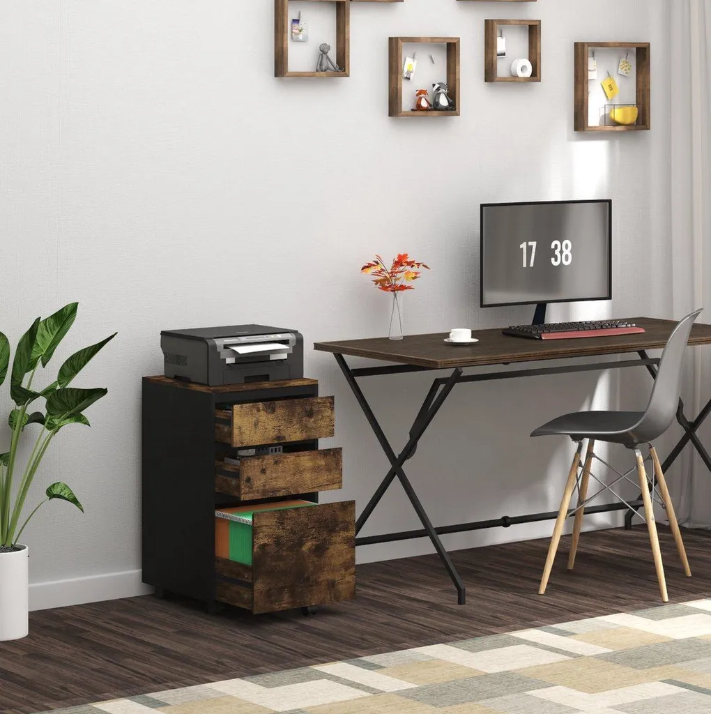 Mobiletto Ufficio Bolt Edge Marrone Scuro - Archivio Documenti 3 Cassetti - 5