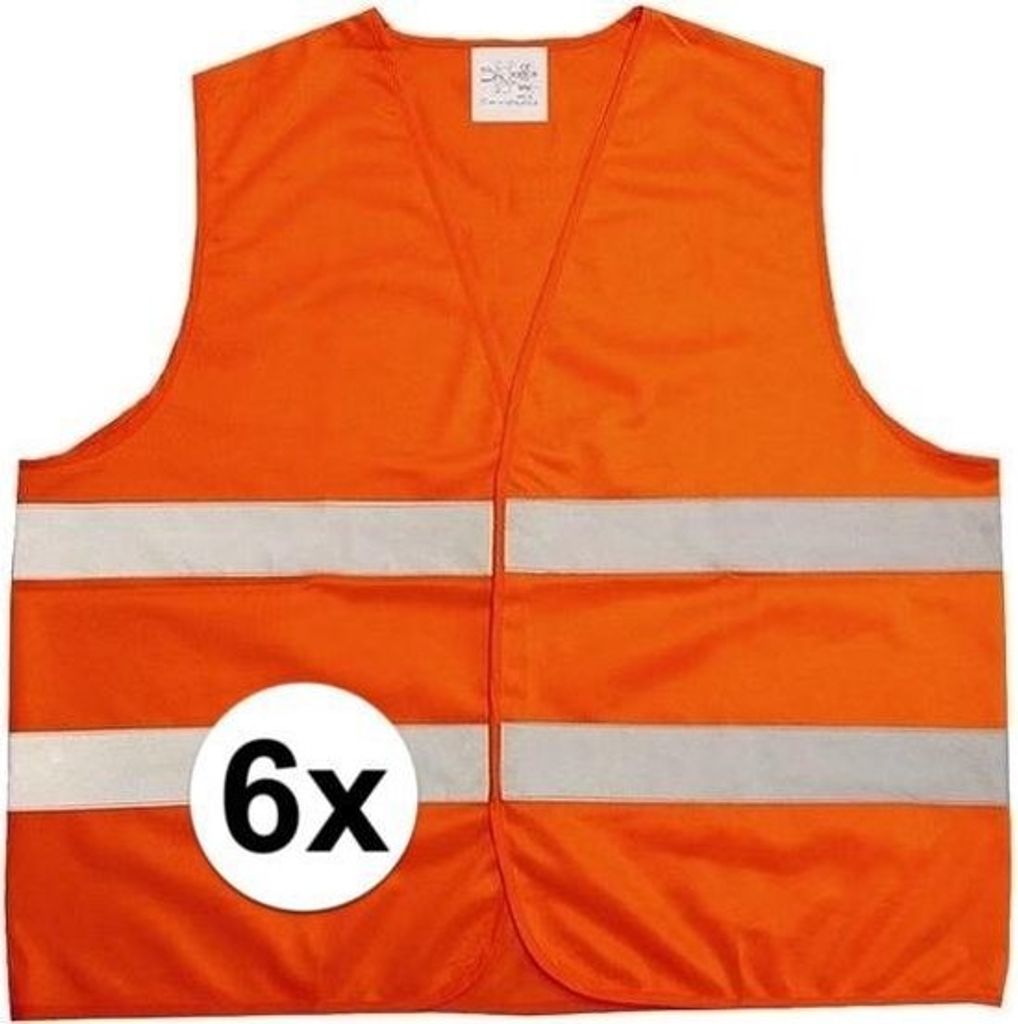 6 Stück Orange Sicherheitsweste für Erwachsene - Reflektierende Weste