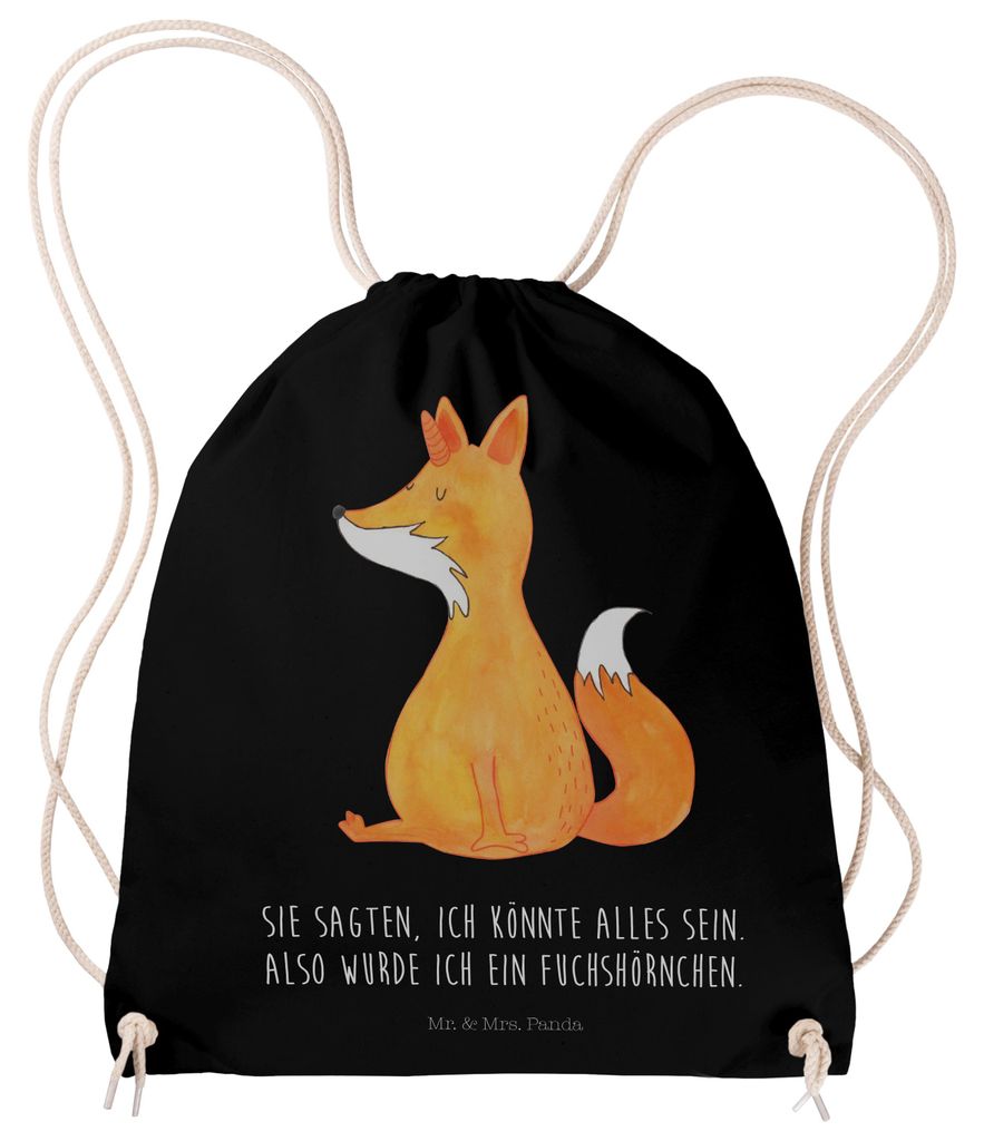 Mr. & Mrs. Panda Stoffbeutel Einhorn Wunsch - Schwarz - Geschenk, Unicorns, Beutel, Fuchshörnchen, gym rucksack, Einhörner, festival tasche, Unic...