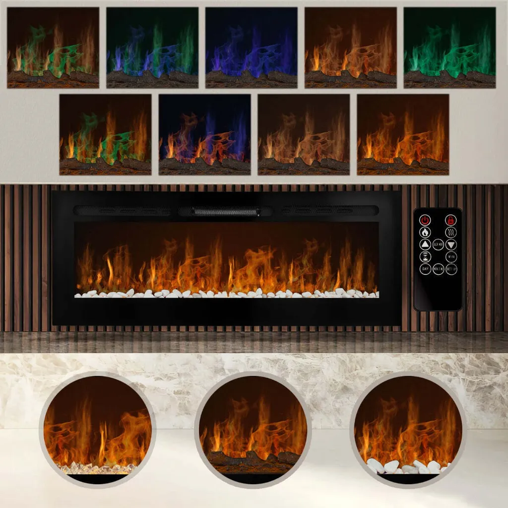 Cheminée électrique encastrable 127cm LED noire - Design Elite