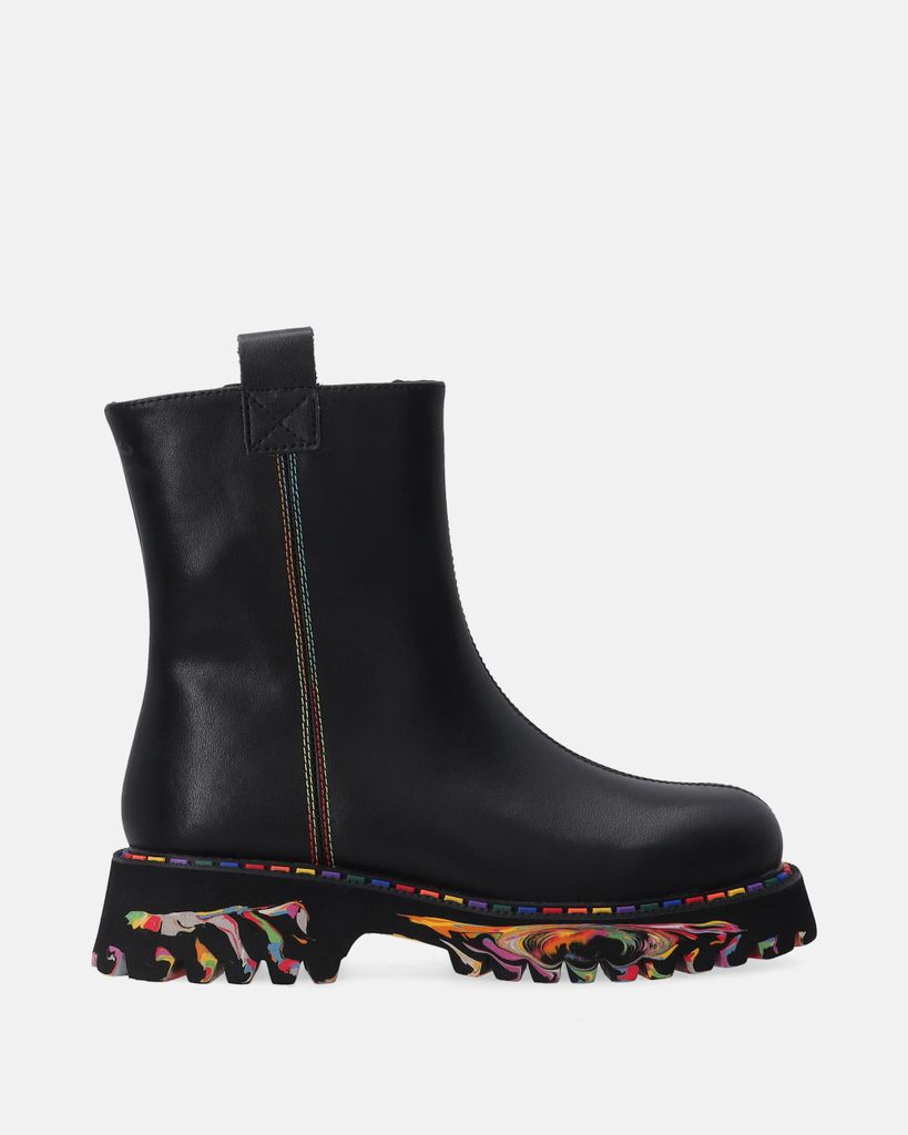Damen-Lederstiefeletten mit farbiger Paspelierung Produktbild 