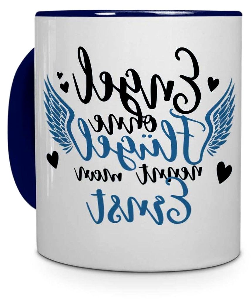 Tasse mit dem Namen Ernst - Motiv Engel - Kaffeebecher in Blau