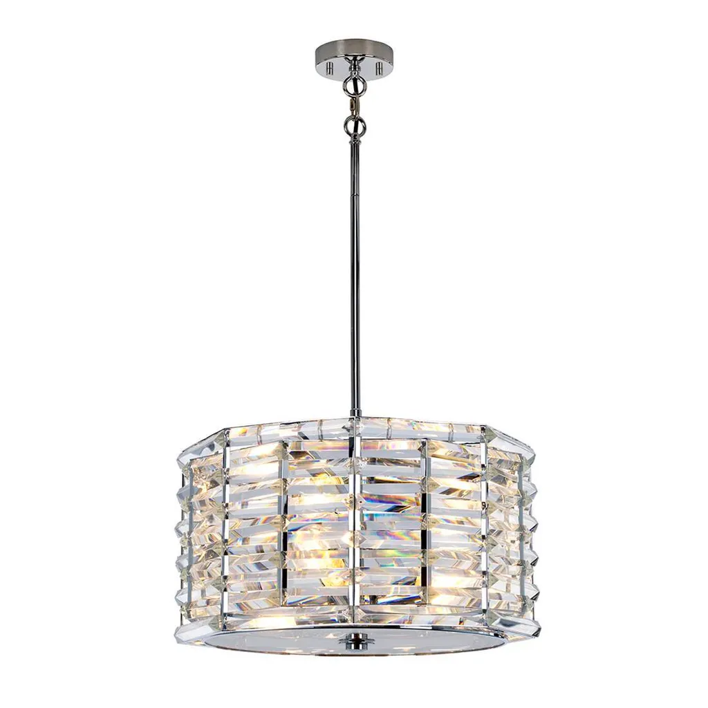 Lustre pour cage d'escalier et hauts plafonds - Shoal Cristal et Nickel