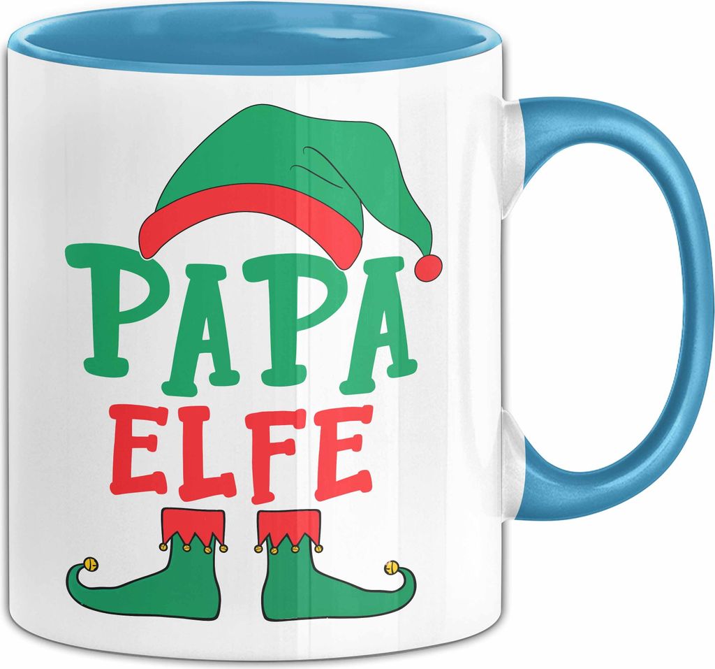 Papa Elf Tasse Geschenk Familienfeier Weihnachten Lustige Geschenkidee Geburtstag Kaffee-Becher (Blau)