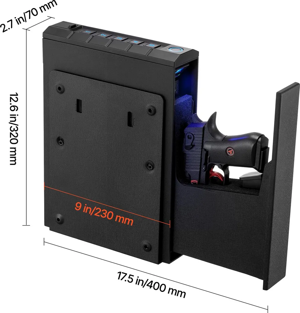 Coffre-fort pistolet avec éclairage LED et ouverture à code électronique - 8