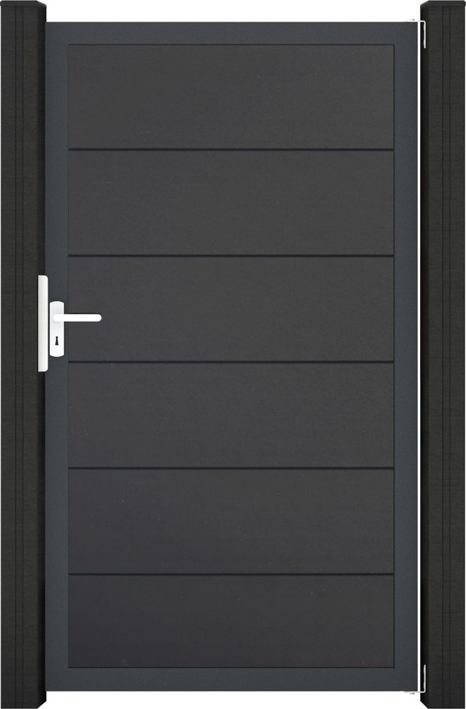 GroJa BasicLine Steckzaun Tor 100x180cm, Universal-DIN Alu-Rahmen DB 703 Asteiche Natur