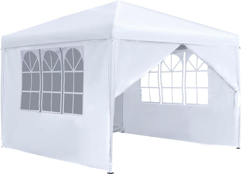LARS360 Pavillon 3x3m Faltpavillon Wasserdicht Weiß Partyzelt Gartenzelt Winterfest Gartenpavillon Faltbar Garten -4 Seitenteilen und Fenstern