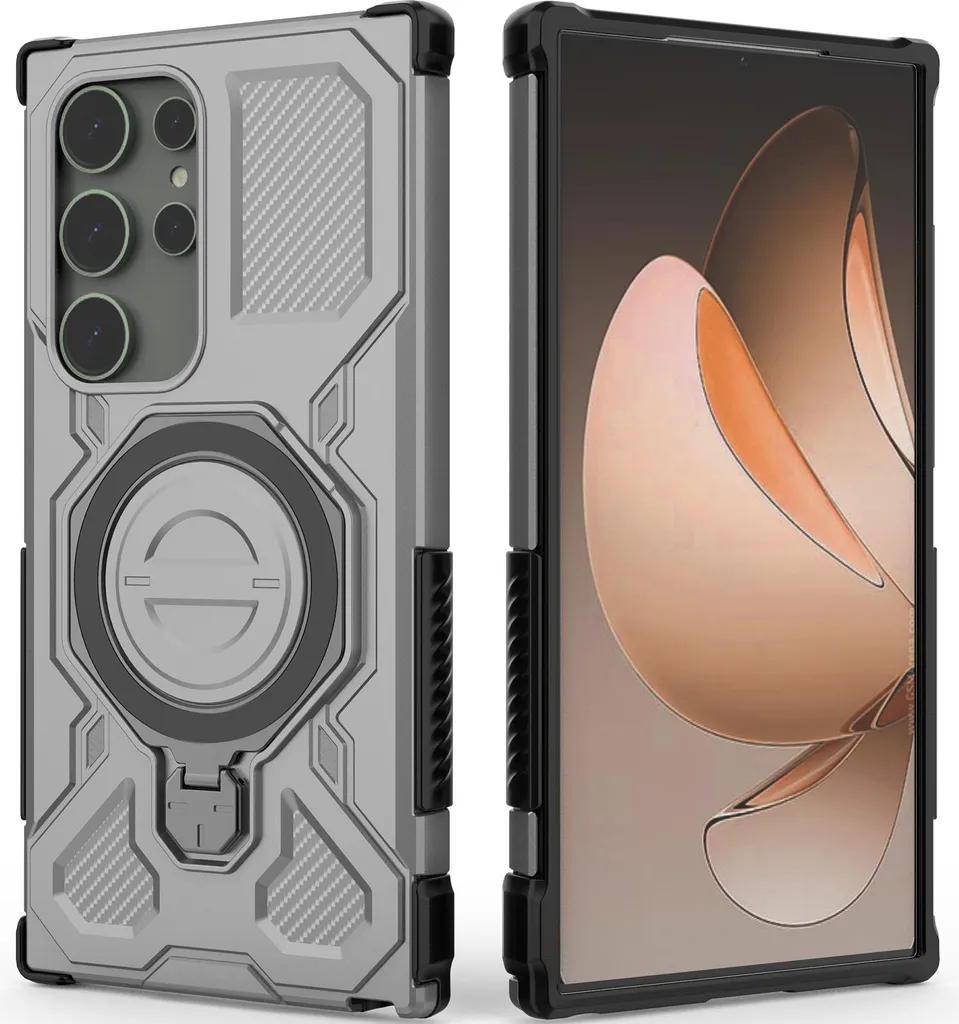 Cover Professionale Samsung S24 Ultra Grigio con Supporto Magnetico - 1