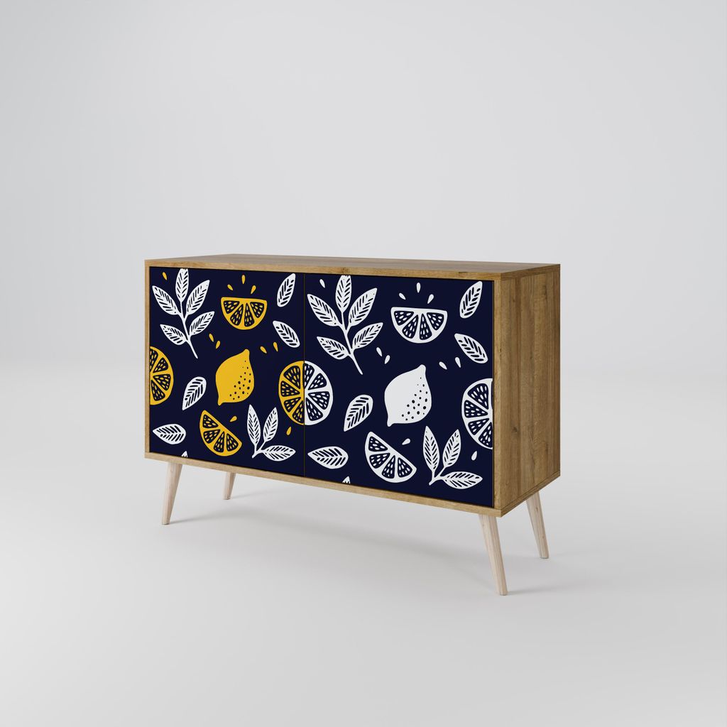 Spacerebels Kommode mit 2 Türen - Sideboard Komodenschrank - Highboard - Kleiderschrank Möbel - Wohnzimmer Schlafzimmer - 57,5×111×42 (HxBxT)