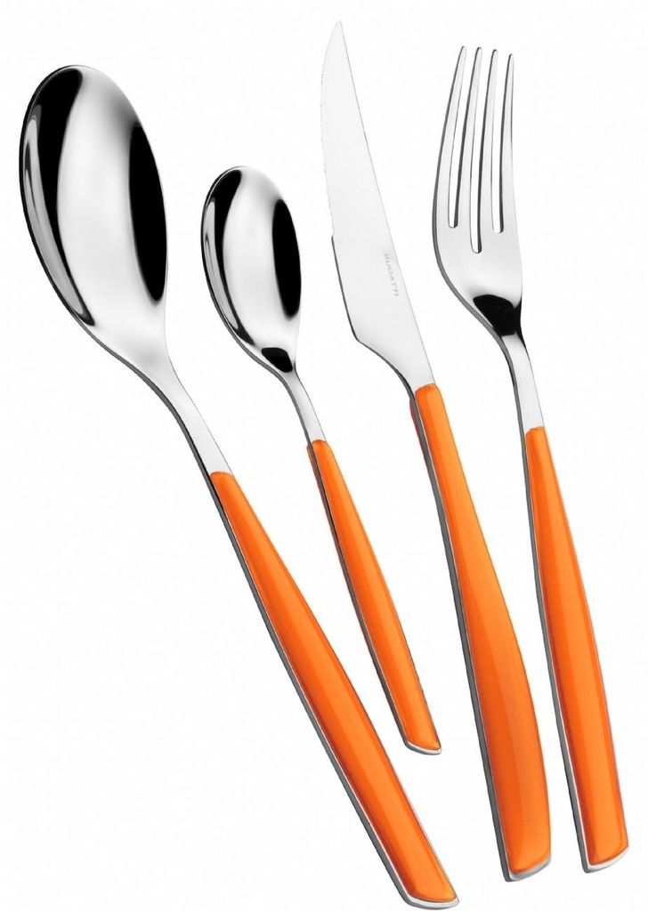 BESTECKSET 24er Set für 6 Personen Edelstahl Tafel Besteck Orangefarben BUGATTI
