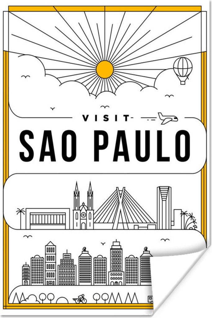 MuchoWow Poster Sao Paulo - Brasilien - Skyline 120x180 cm - Kunstposter