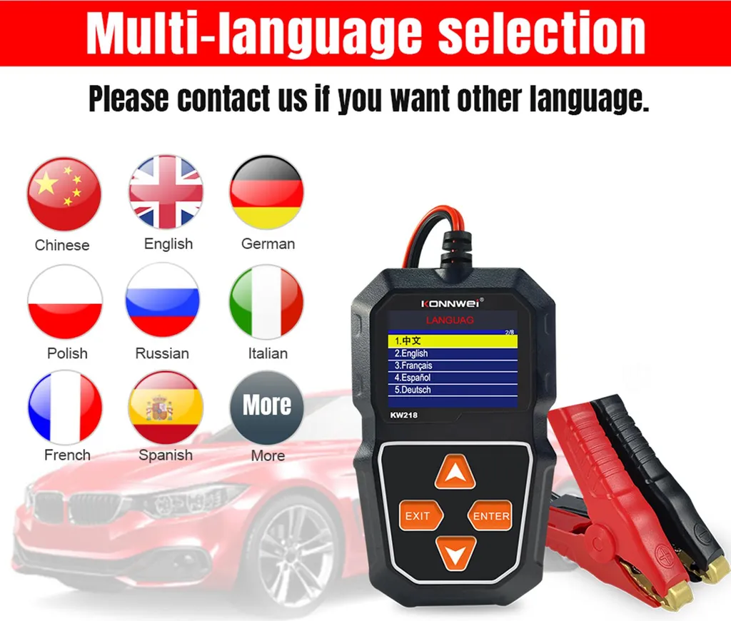 Analyseur de Batterie Auto et Camion 12V KW218 pour Test de Démarrage