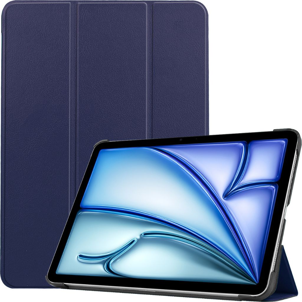 Case2go - Tablet-Hülle geeignet für Apple iPad Air (2024) / Apple iPad Air (2025) - 11 Zoll - Tri-Fold Hülle - Auto/Wake-Funktion - Dunkelblau