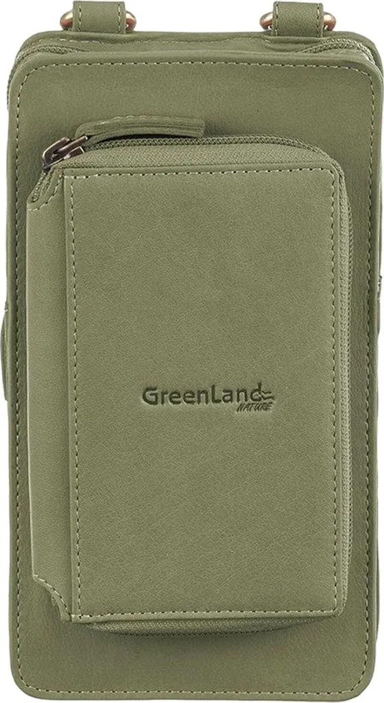 GreenLand Nature Phone Bag Pistacchio: Portafoglio in Pelle Vera