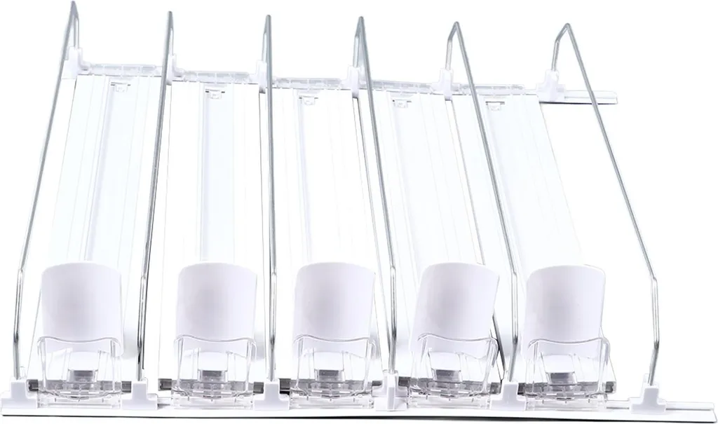 Organisateur de boissons pour frigo blanc 38cm avec barre de poussée