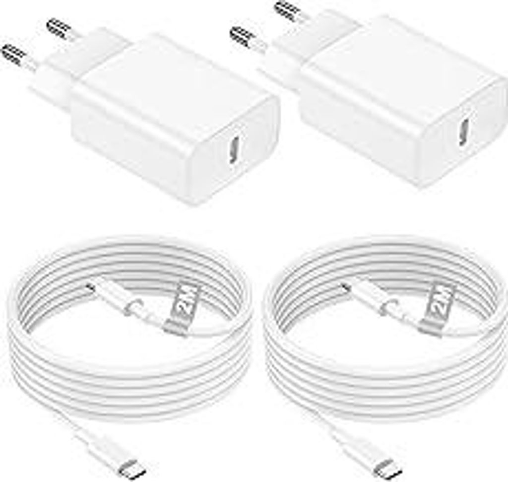 2Pack USB C Ladegerät Ladekabel für iPhone 17 16 15/Pro Max/Plus/MacBook, 20W USB C Adapter Schnellladegerät PD 3.0 Schnellladestecker Mit 2M US...