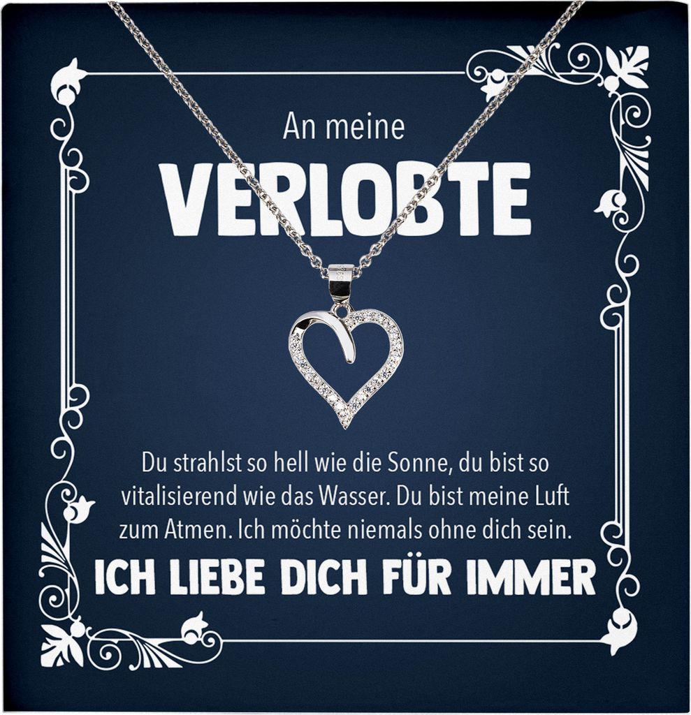 22Feels Echt Silber Halskette - Verlobte Geschenk Frauen Schmuck Set Verlobung Valentinstag Geburtstag Weihnachten - Herz Anhänger, Karte