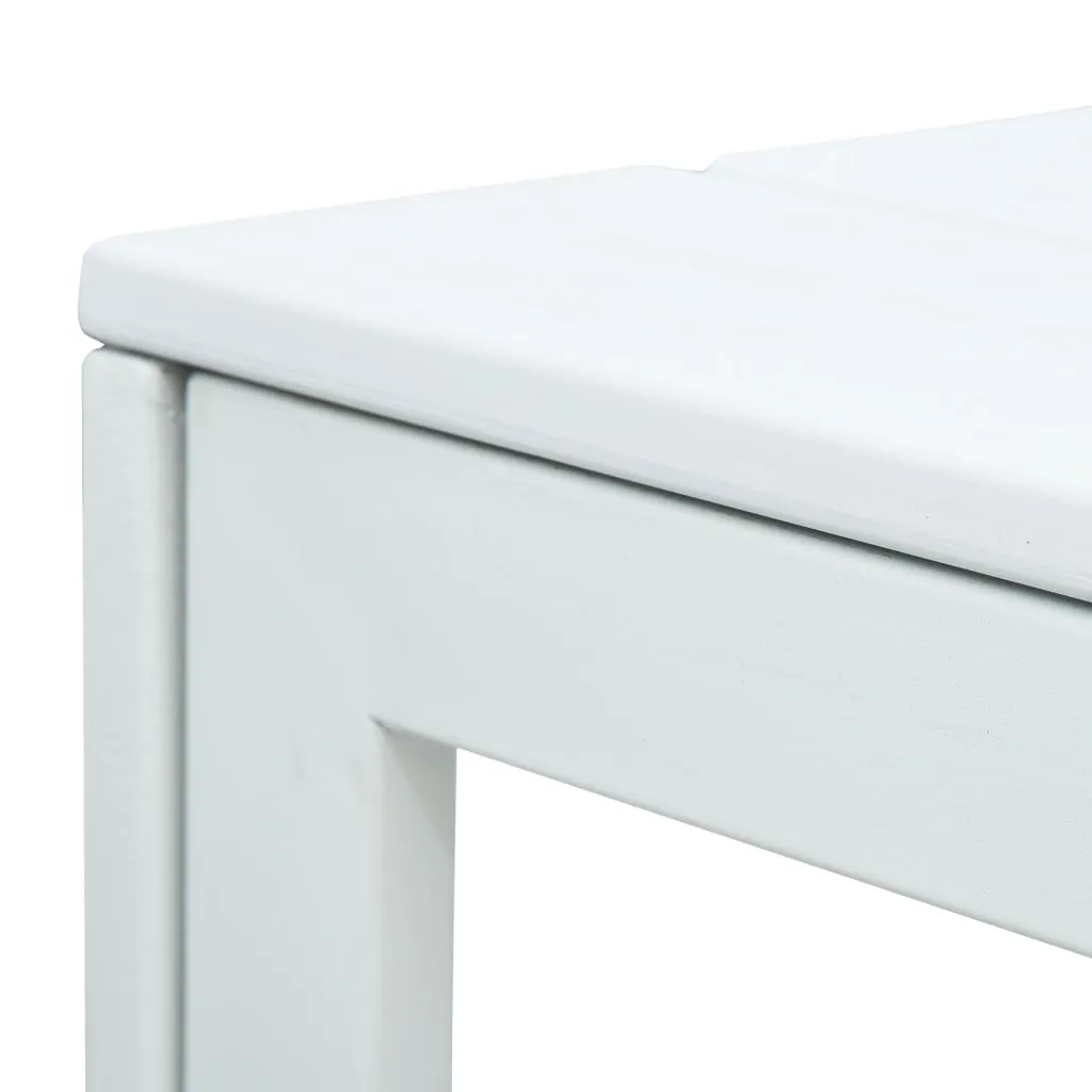 Table basse HDPE blanche aspect bois 78x78 cm résistante aux intempéries