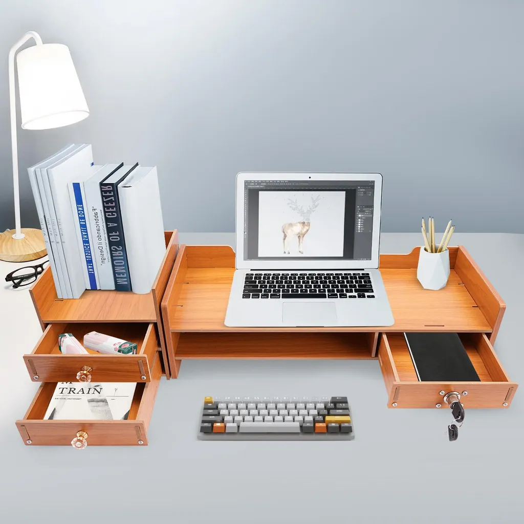 Support de moniteur pour bureau - Rehausseur écran MDF pour télétravail