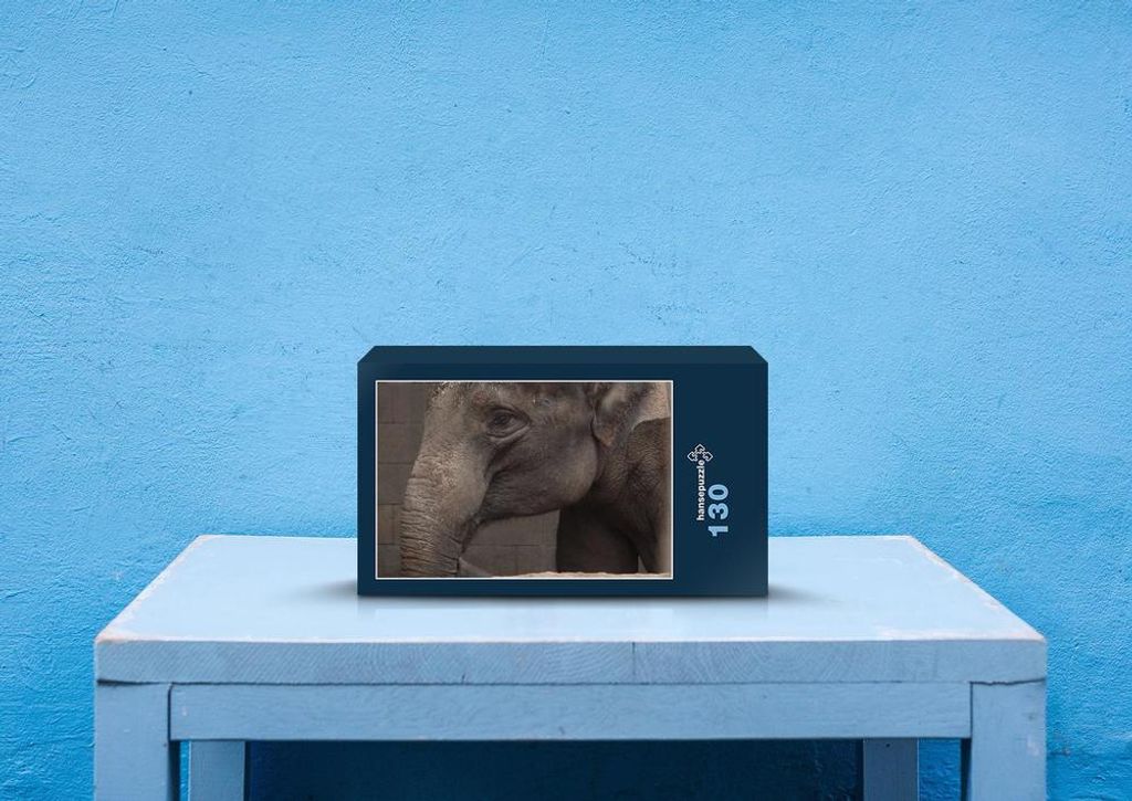 hansepuzzle 85828 - Elefant Puzzle, 130 Teile, Tierwelt, 28,7 x 20,0cm mit hochwertiger Aufbewahrung, Kartonbox und wiederverschließbarem Beutel