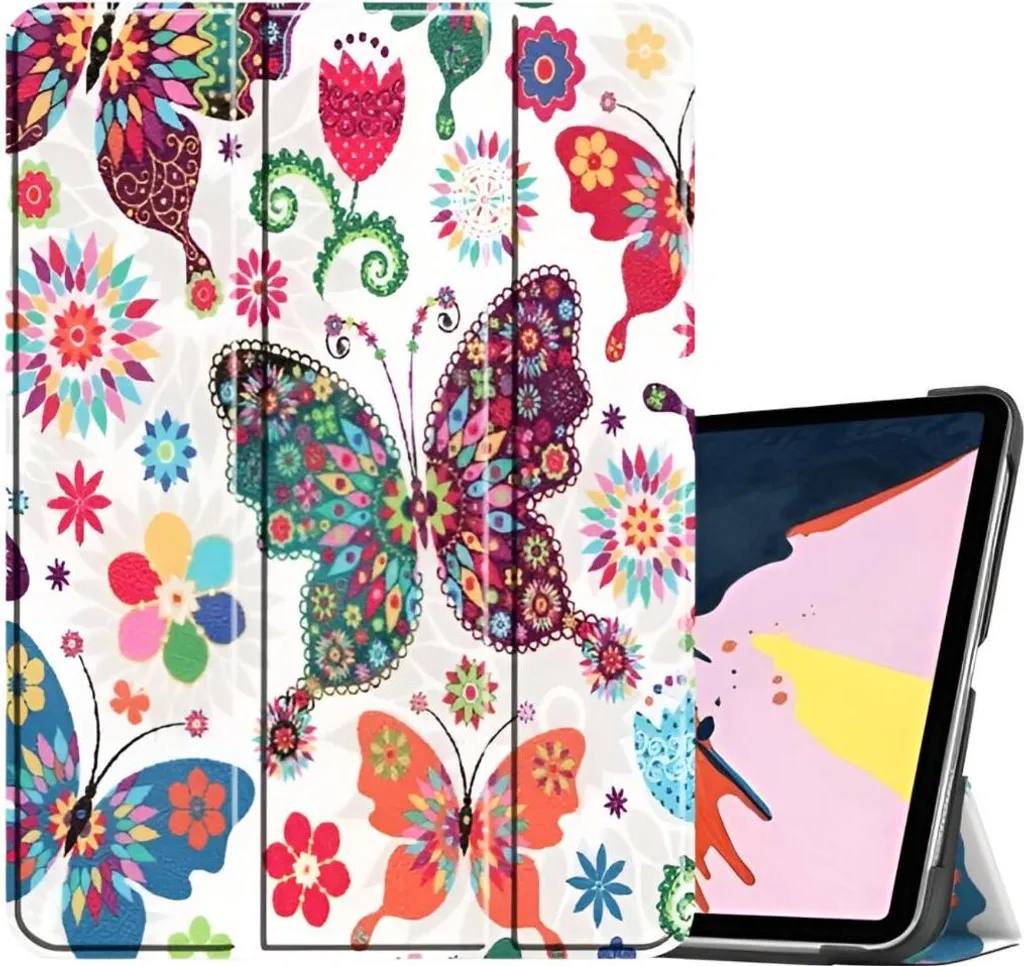 Custodia iPad Air 4/5 Farfalle Colorate | Flip Flap Case con Smart Wake