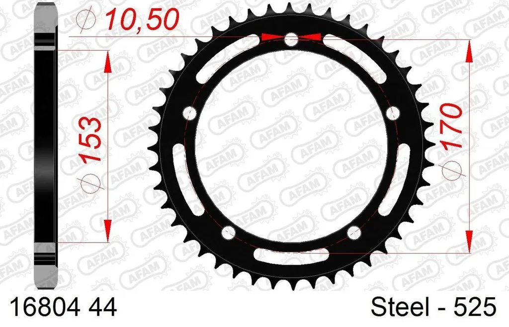 Couronne Acier AFAM 16804525 - Pignon Arrière Standard de 525 Pas