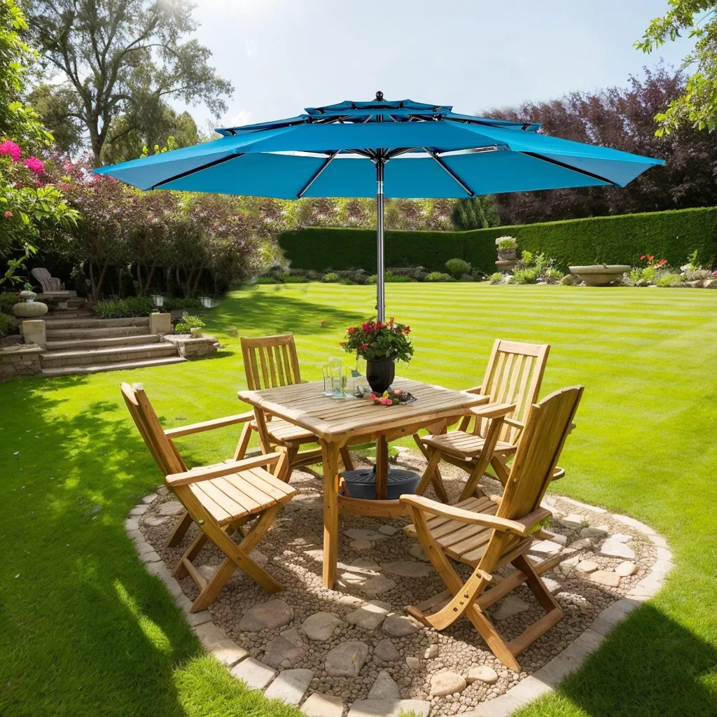 Parasol déporté bleu UPF 50+ LVHOM Ø 294 cm résistant aux rayons UV