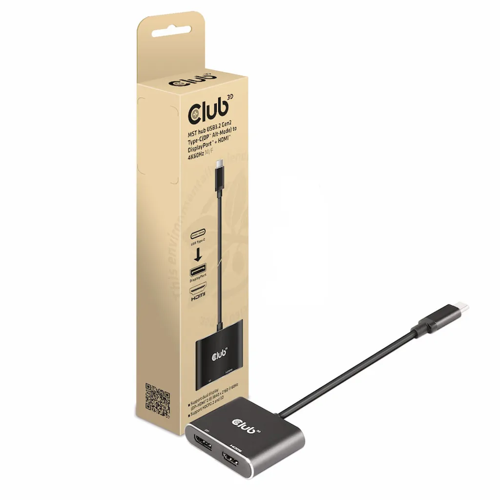 Club3D CSV-1552 Hub MST USB-C a DisplayPort + HDMI 4K60Hz Doppio Monitor