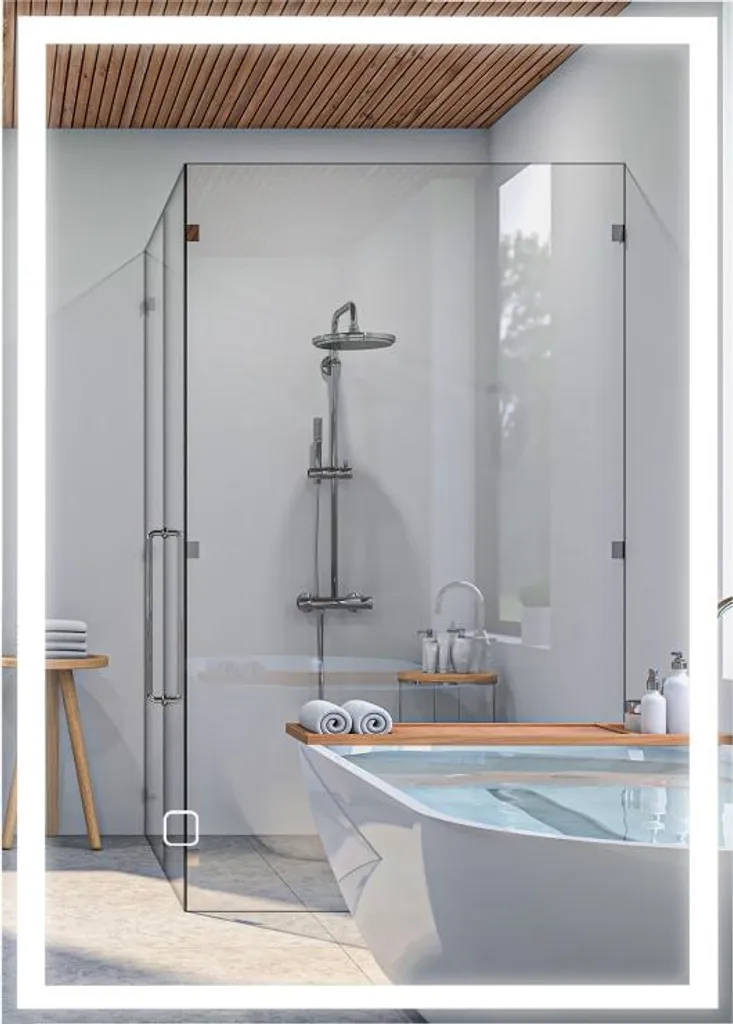 Fortuna Lai Specchio da bagno Specchio da bagno Specchio da parete LED. Interruttore a sfioramento, bianco