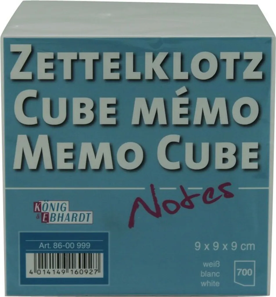 Ne perdez plus vos idées avec le cube de notes 9cm König & Ebhardt