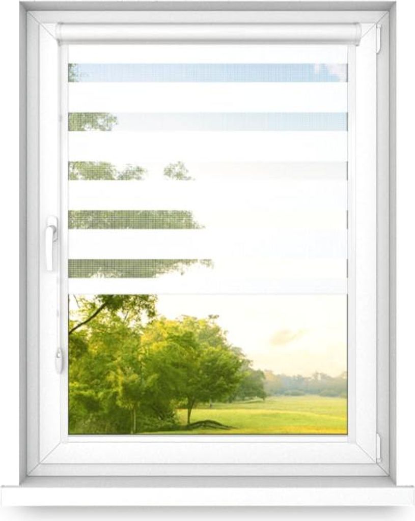 time4blinds - Doppelrollo ohne Bohren - Zebra Rollos für Fenster und Türen - Klassisch Weiß, 1000x1100, Links