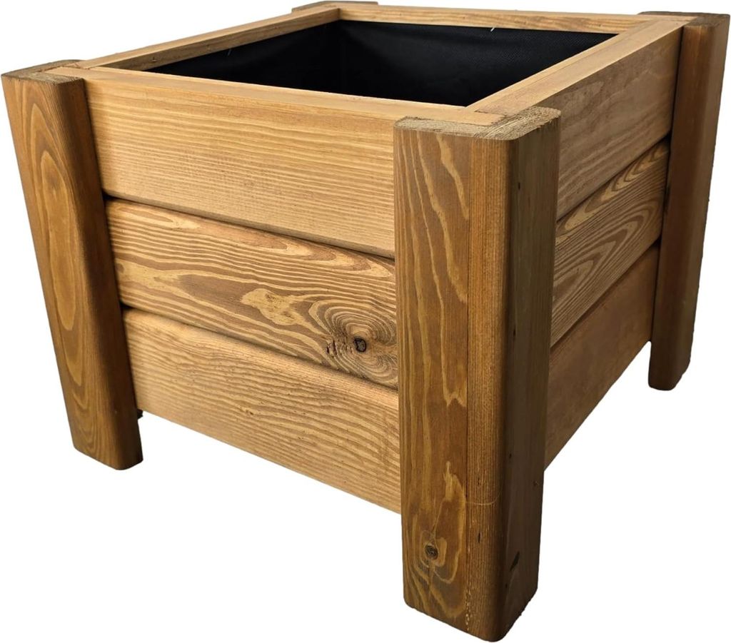 HolzGarden Pflanzkübel Holz Rechteckig 40x32x40 cm Imprägniert Farbe Pinia Wetterfest Blumenkasten Blumentopf Balkon Garten Pflanzkasten Outdoor 23l