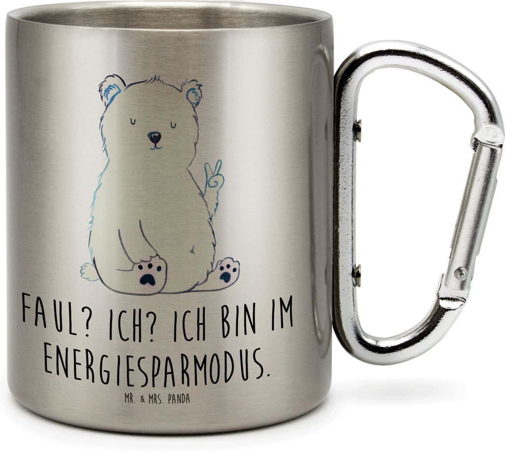Mr. & Mrs. Panda Teetasse Eisbär Faul - Transparent - Geschenk, Arbeitsplatz, Isolierbecher, Edelstahlbecher, Büro, thermotasse, Thermobecher, Ho...
