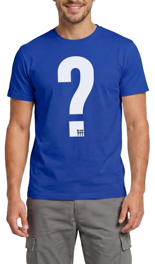 Spreadshirt Die Drei Fragezeichen Kostüm Justus Fasching Karneval Outfit Männer T-Shirt, 3XL, Dunkelblau