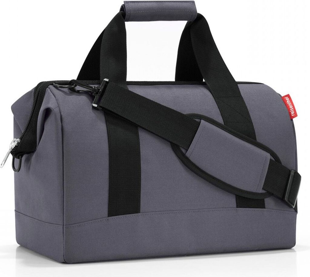 A studio shot of a duffel bag.