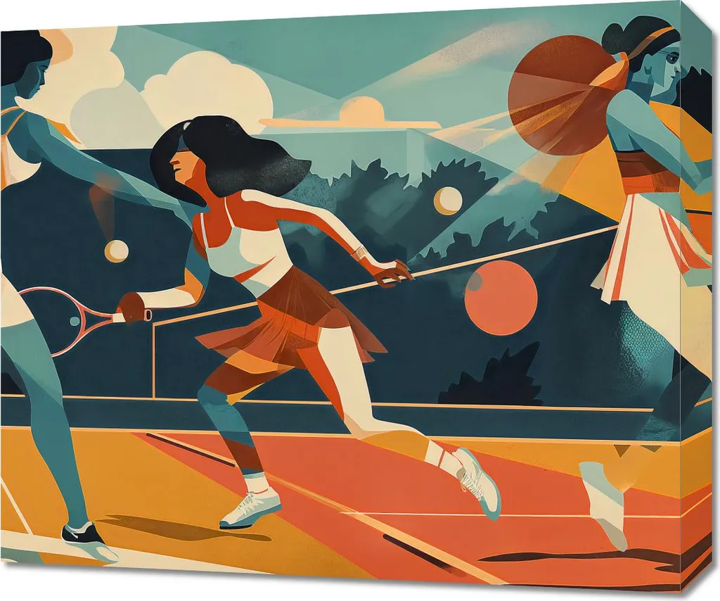 Quadro su Tela 60x50 cm Tennis Campionesse - Alta Qualità HD