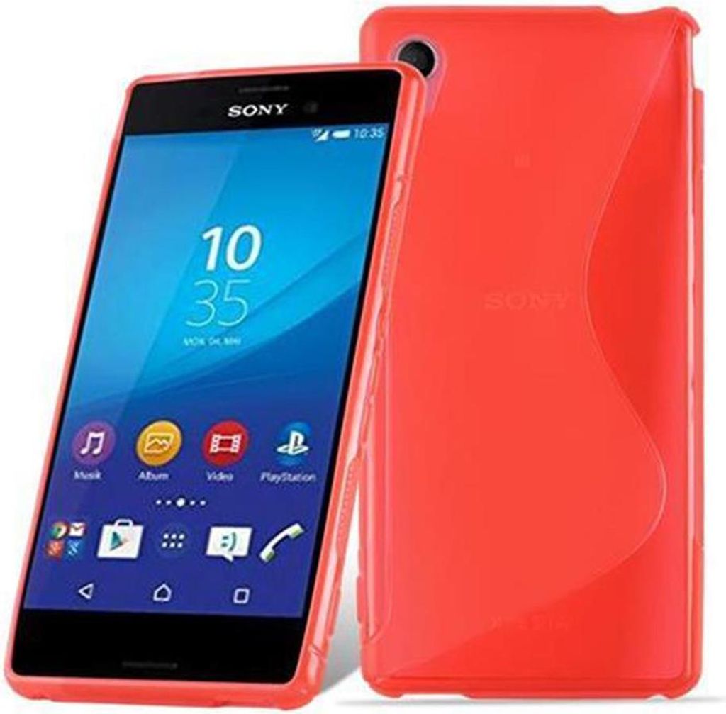 Cadorabo Schutzhülle für Sony Xperia M4 AQUA Hülle in Rot Handyhülle Case TPU Silikon Etui