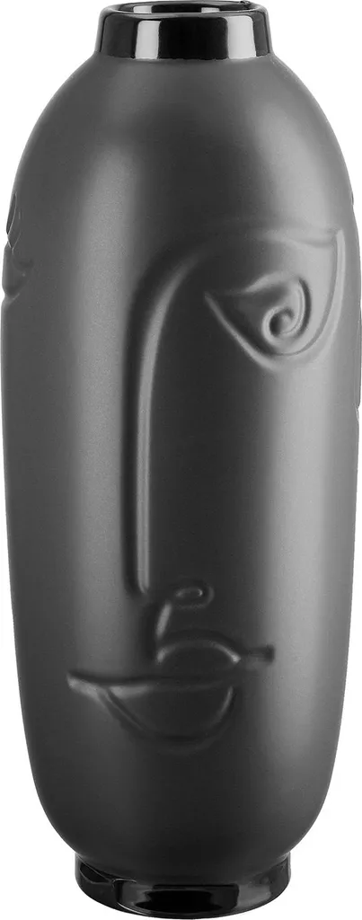 Vase Visage Noir Décoration Salon et Entrée Objet Design Céramique 30 cm
