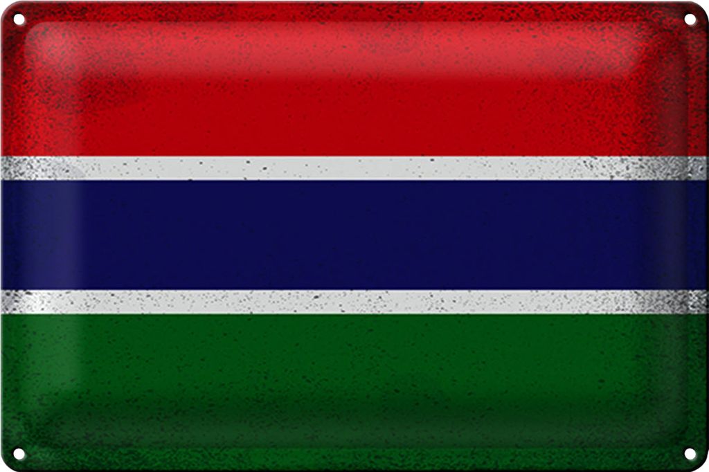 Blechschild Flagge Gambia 18x12cm Flag of Gambia Vintage