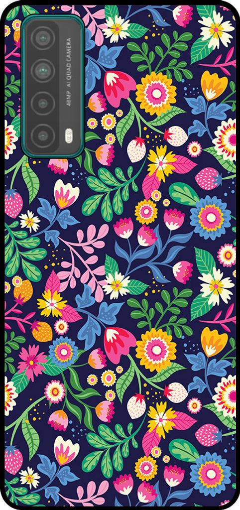 Smartphonica Handyhülle Passend für Huawei P Smart (2021) mit Blumendruck - TPU Rückseitenschutzhülle Blumendesign