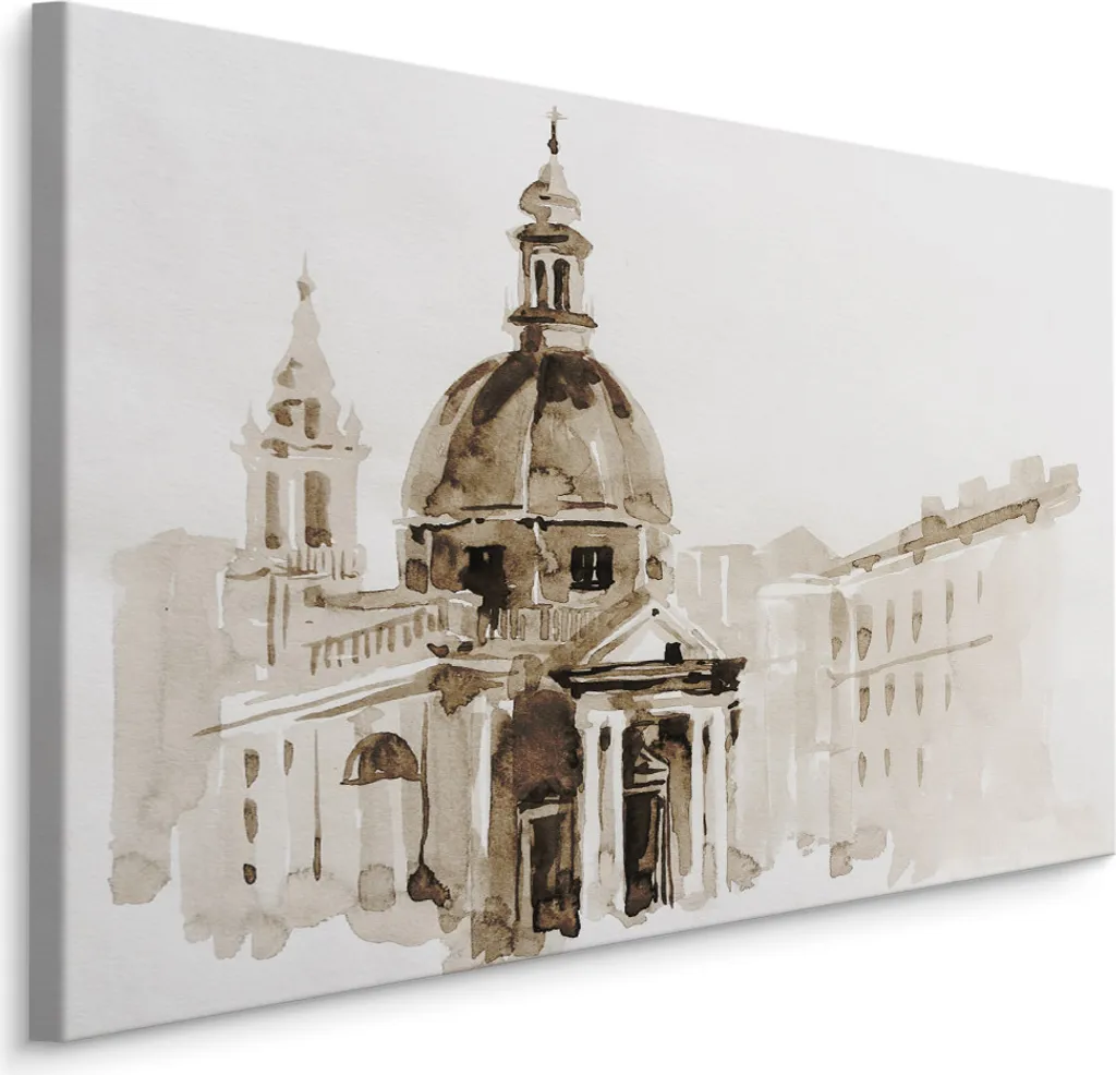 Favolosa carta da parati su tela 70x50 cm XXL stampa d'arte Roma città basilica acquerello