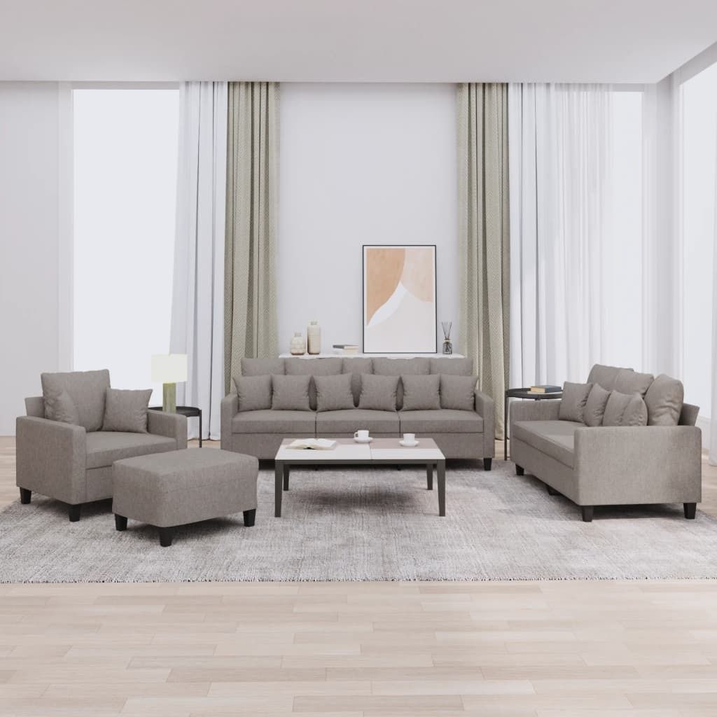 Maison Exclusive - 4-tlg. Sofagarnitur mit Kissen Taupe Stoff
