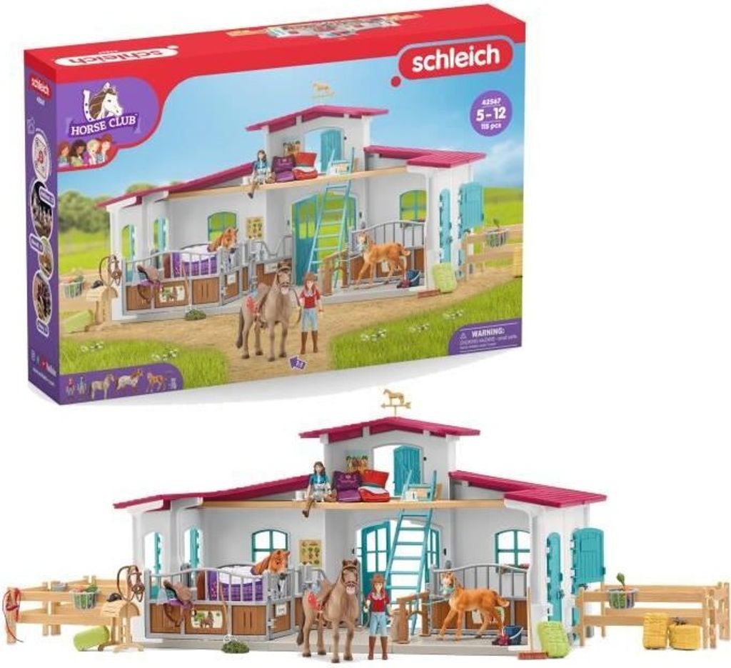 Spielset: Modulares Lakeside Pferdezentrum, 115 Teile, 3 Pferde, Schleich 42567 Horse Club, Ab 5 Jahren