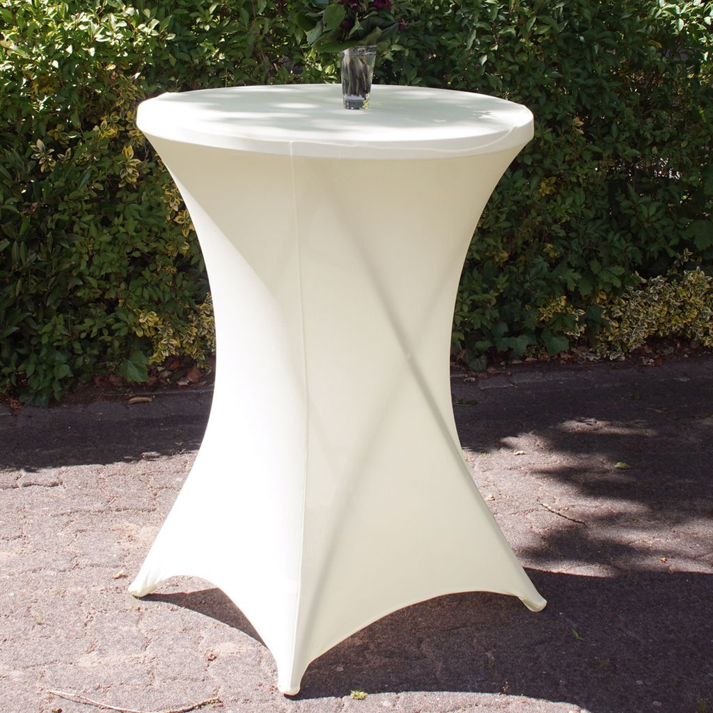 Stehtischhusse Stretch beige Partytisch Bistrotisch 80cm