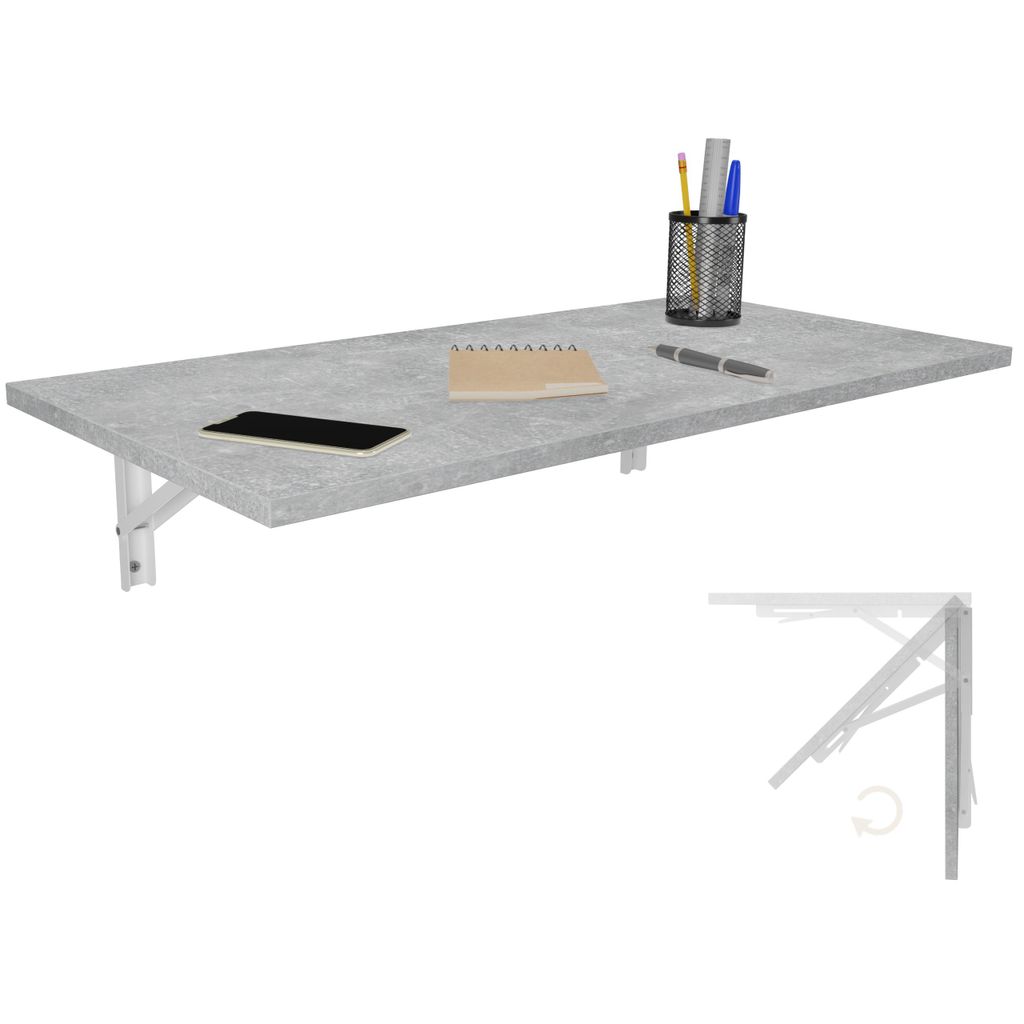 Table pliante murale Plateau 80x40 cm aspect béton Table Image du produit 
