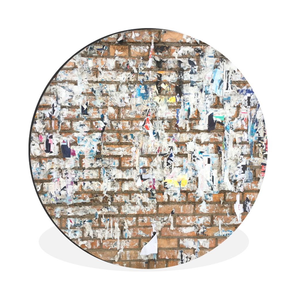 MuchoWow Aluminium Wandkreis Ziegel - Wand - Poster Ø 90 cm Wanddeko Modern Wohnzimmer - Mauerkreis - Wandbilder - Runde Bild - Bild aus Alumini...