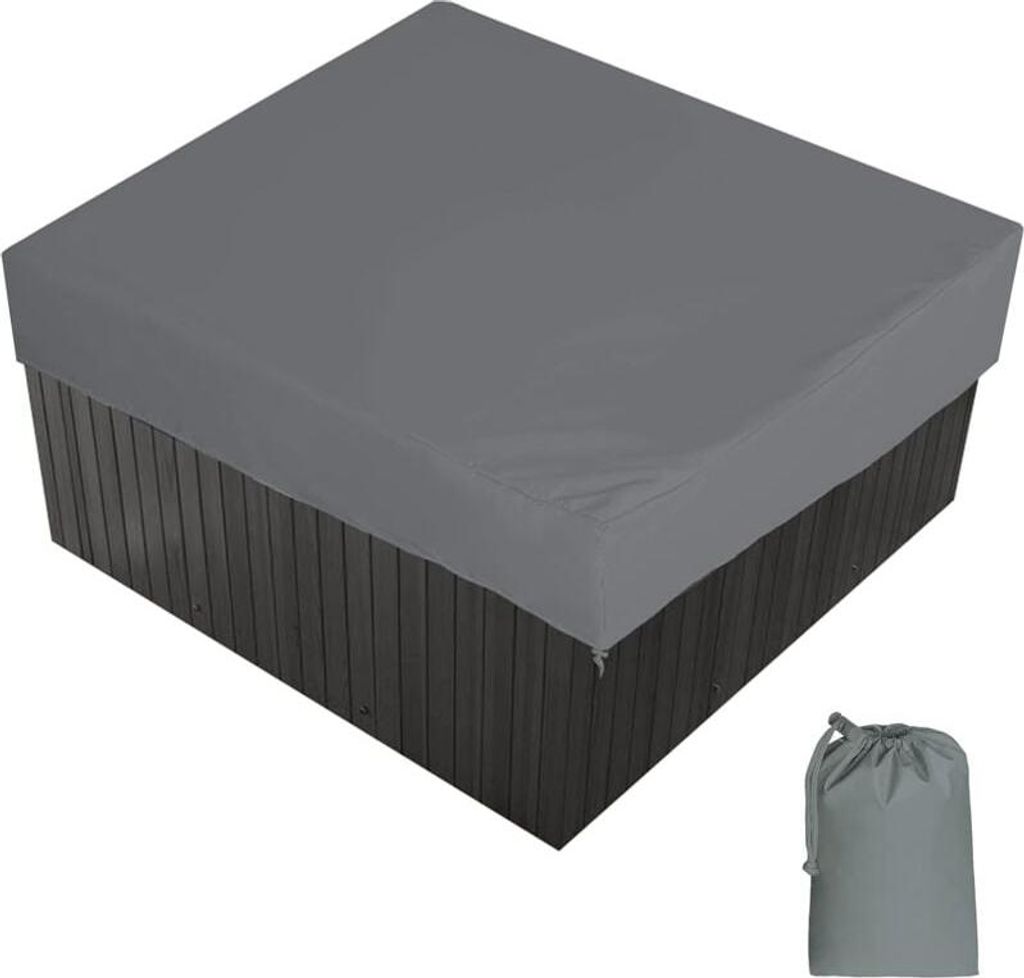 Quadratische, wasserdichte Whirlpoolabdeckung für den Außenbereich, aus 190T Polyestergewebe, staubdicht und UV-beständig, mit Aufbewahrungstasc...