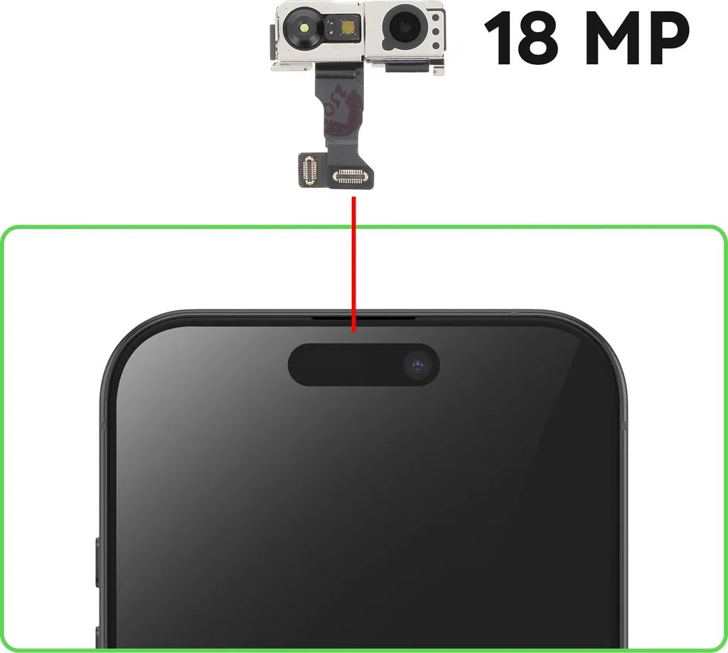 Module caméra avant 18 Mpx infrarouge Clappio compatible iPhone 17 Argent - 3