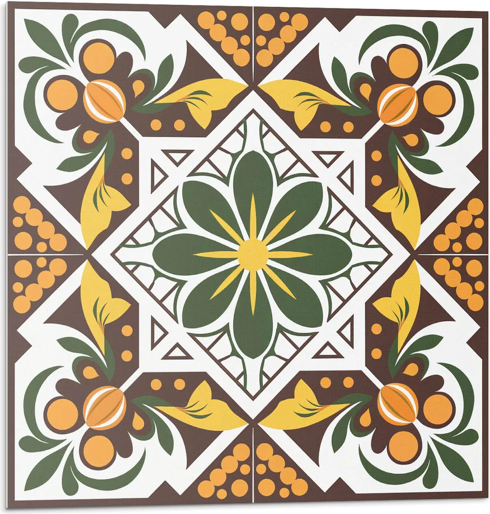 Motivo vegetale con fiori - Piastrelle autoadesive - Rivestimento - Pannello murale - Piastrelle in PVC - Piastrelle in vinile - Piastrelle in PCV - Autoadesivo - Decorazione murale - 20 pezzi 20 x 20 cm