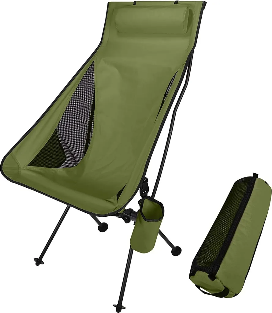 Chaise de camping dossier long pliable avec housse de rangement incluse